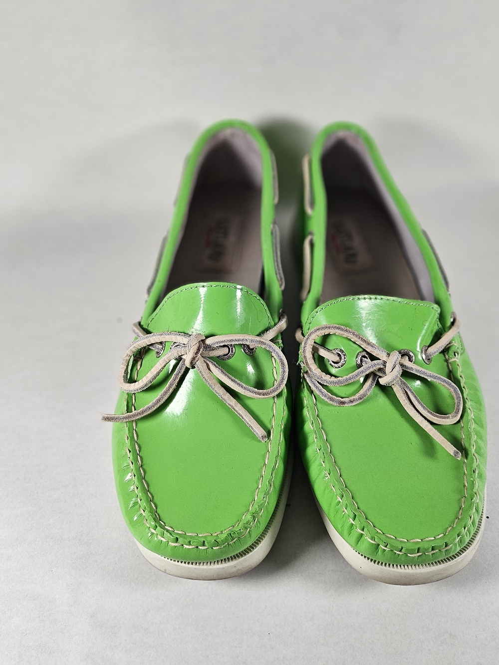 Bright Green Patent Leather Driving Loafers Boat Shoes- Women 7